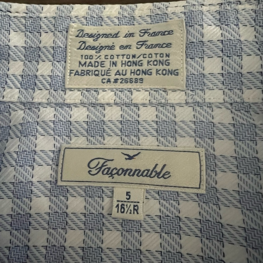 Faconnable Weave Pattern Button Down dress shirt size 16.5 Detailed